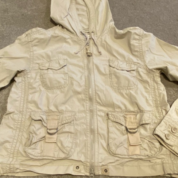 Vintage Gap Cargo Hooded Cotton Bomber Safari Hip Length Medium Pockets Jacket - Picture 3 of 10